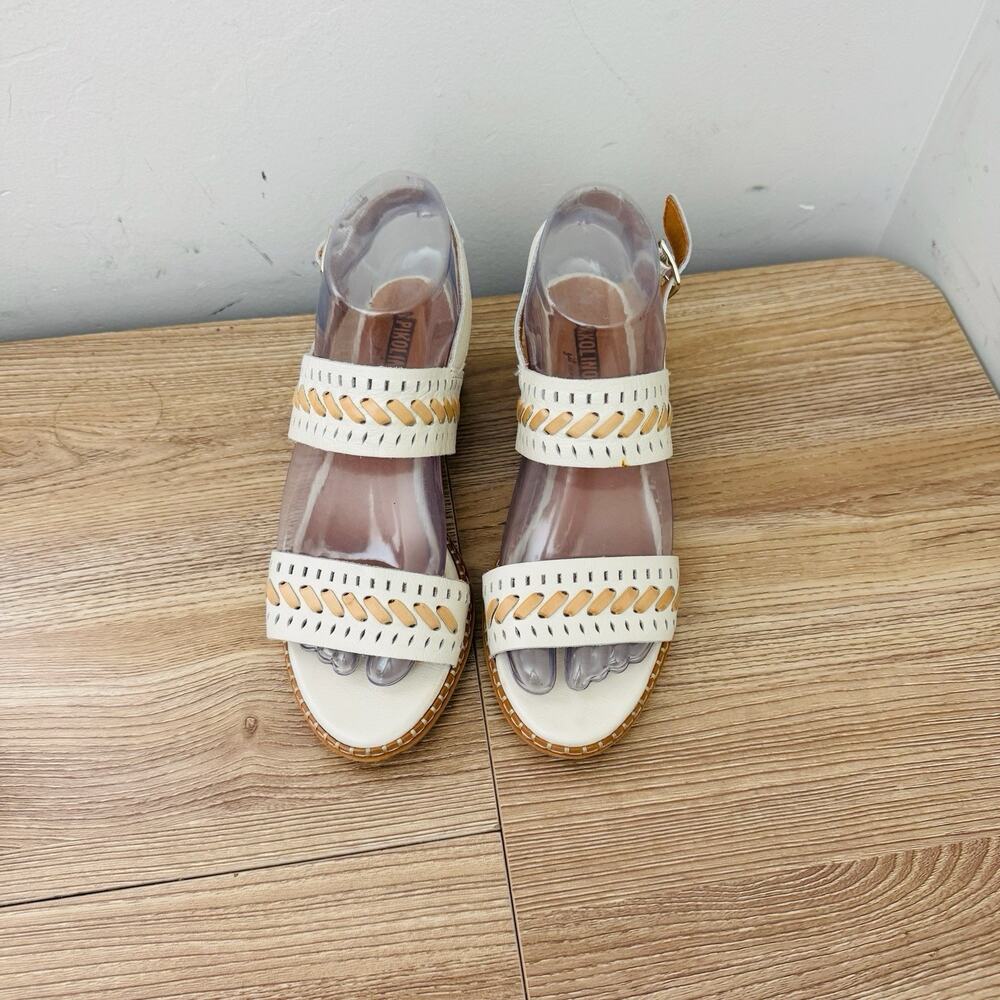 Pikolinos Blanes White And Brown Leather Sandal Women’s Size 6.5 - Picture 5 of 11